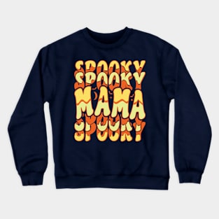 Mom Halloween Mama Spooky Retro Typography Crewneck Sweatshirt